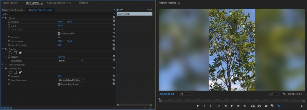 Gaussian Blur Settings